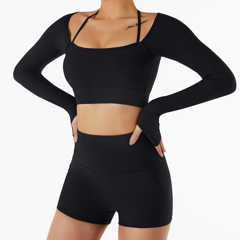 long sleeve workout crop top 005-001