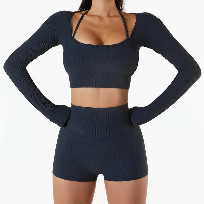 Long Sleeve Workout Crop Top Women Yoga Clothing - Image 7