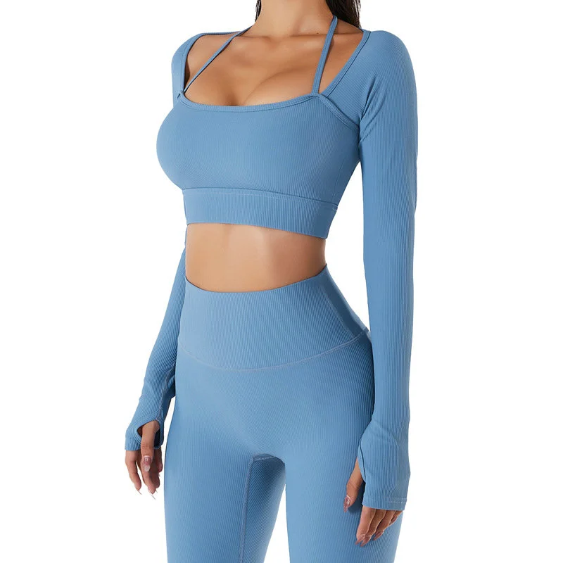 long sleeve workout crop top 005-005