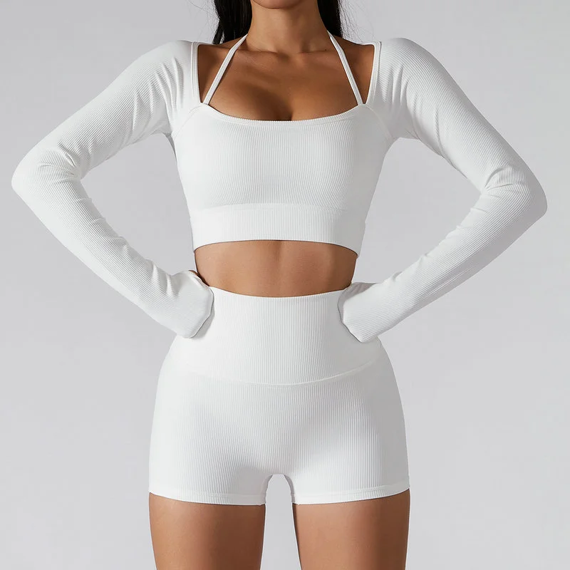 long sleeve workout crop top 005-009