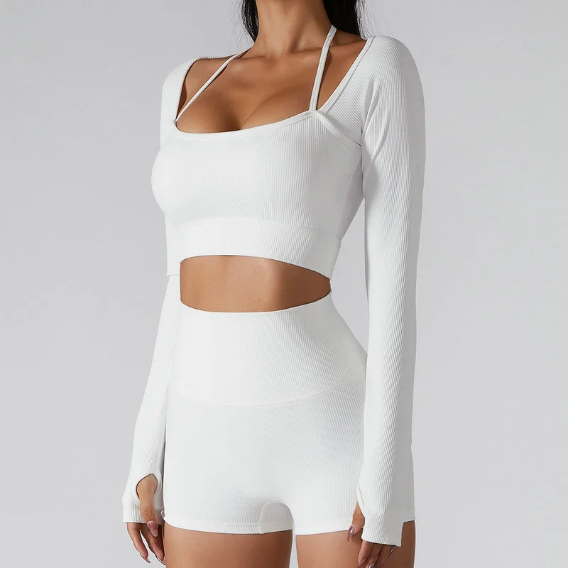 long sleeve workout crop top 005-010