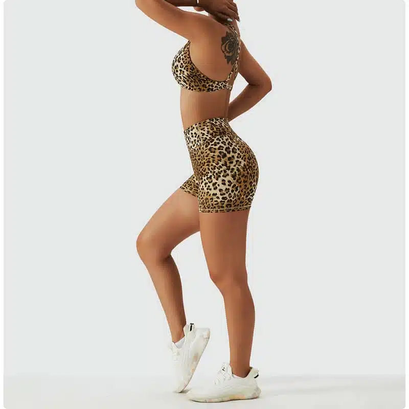 leopard workout set shorts 094-005