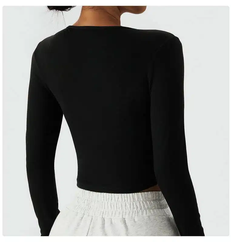 Alternative view of Long Sleeve Yoga Top Women Workout Crop Shirt