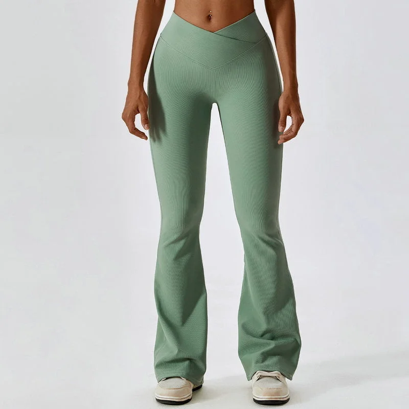 Flared Leggings Cross High Waist Yoga Flare Pants - Image 2